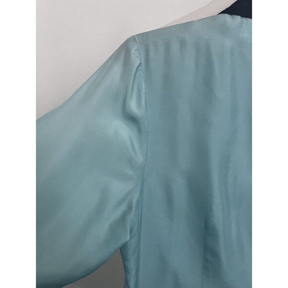 Vineyard Vines Seafoam Silk Shirt Dress Women's Size 4 Roll Tab Sleeve Option - Picture 7 of 9